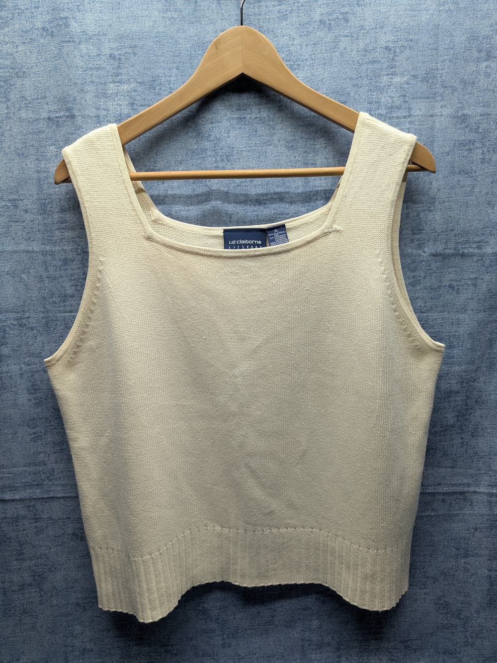 Liz Claiborne Cashmere Silk Tank Top Knit Minimalist XL Beige Quiet Luxury Chic